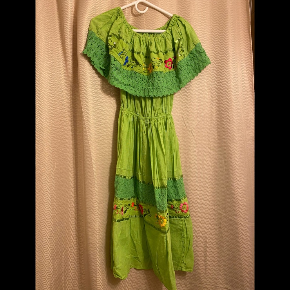 Authentic Mexican Embroidered Fiesta Dress